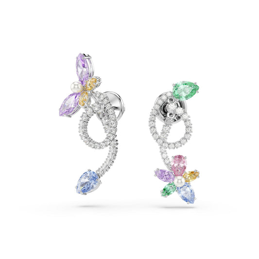 Silver Crystal and Cubic Zirconia Dragonfly Drop Earrings