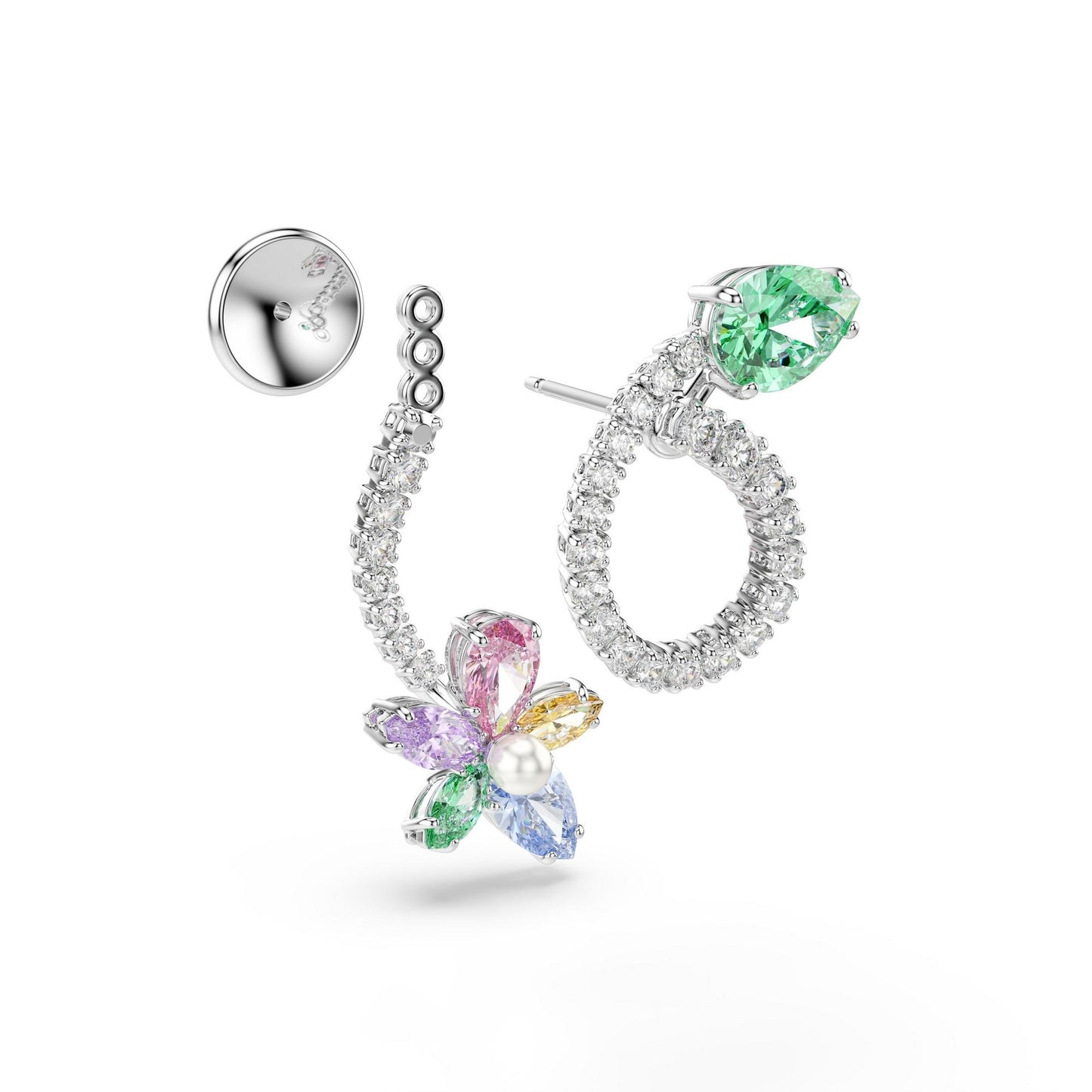 Silver Crystal and Cubic Zirconia Dragonfly Drop Earrings