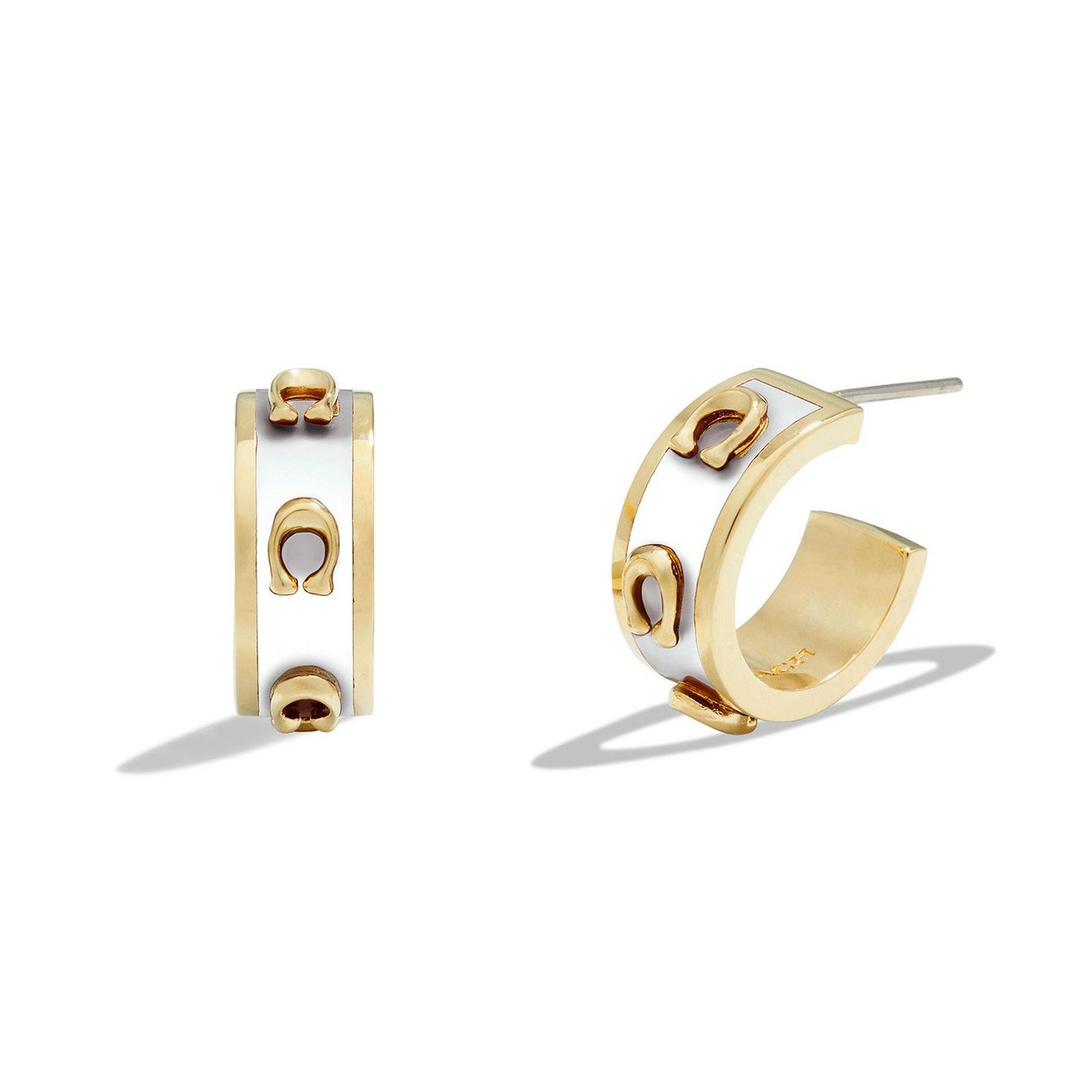 Enamel Signature C Yellow Gold Tone Hoop Earrings