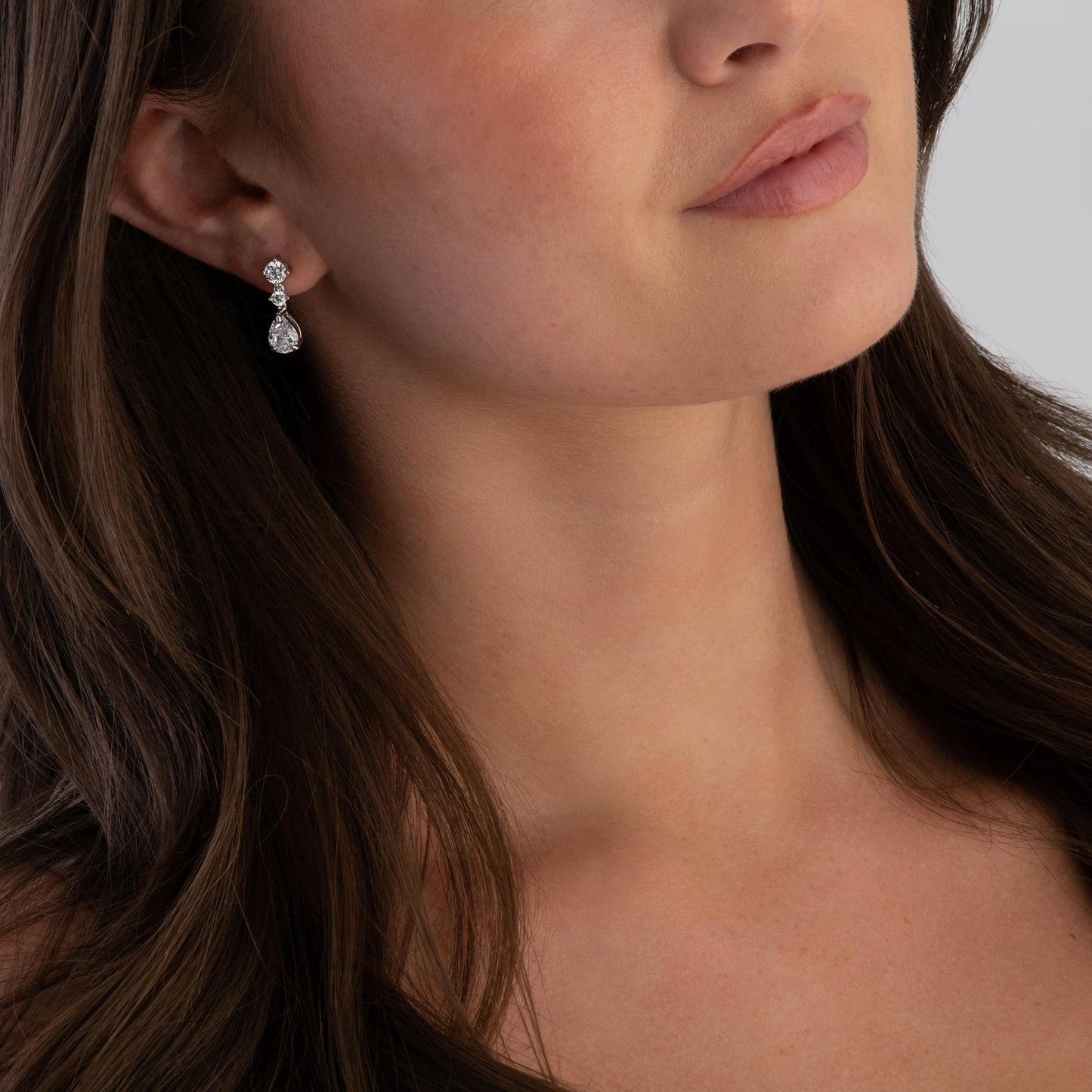 Silver CZ Drop Earrings