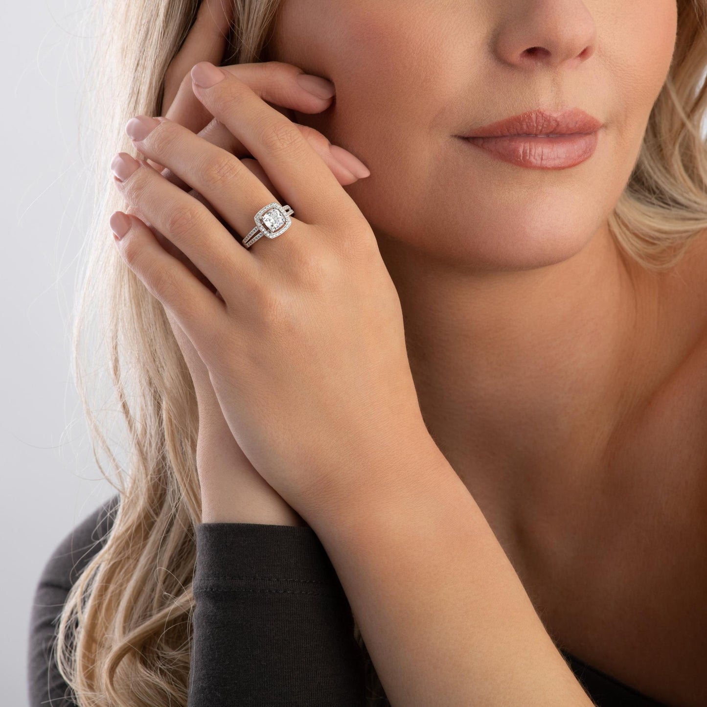 Silver CZ Halo Cluster Ring