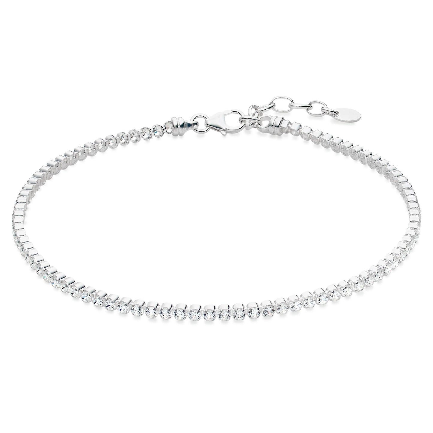 Silver 26cm Cubic Zirconia Anklet