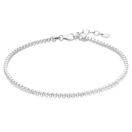 Silver 26cm Cubic Zirconia Anklet
