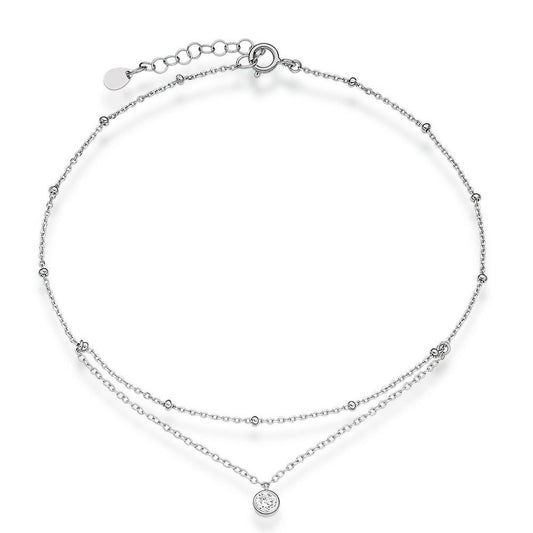 Silver Cubic Zirconia Anklet