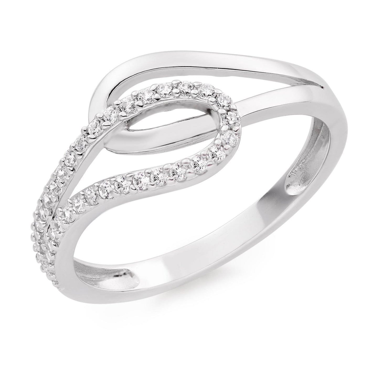 Silver CZ Crossover Ring