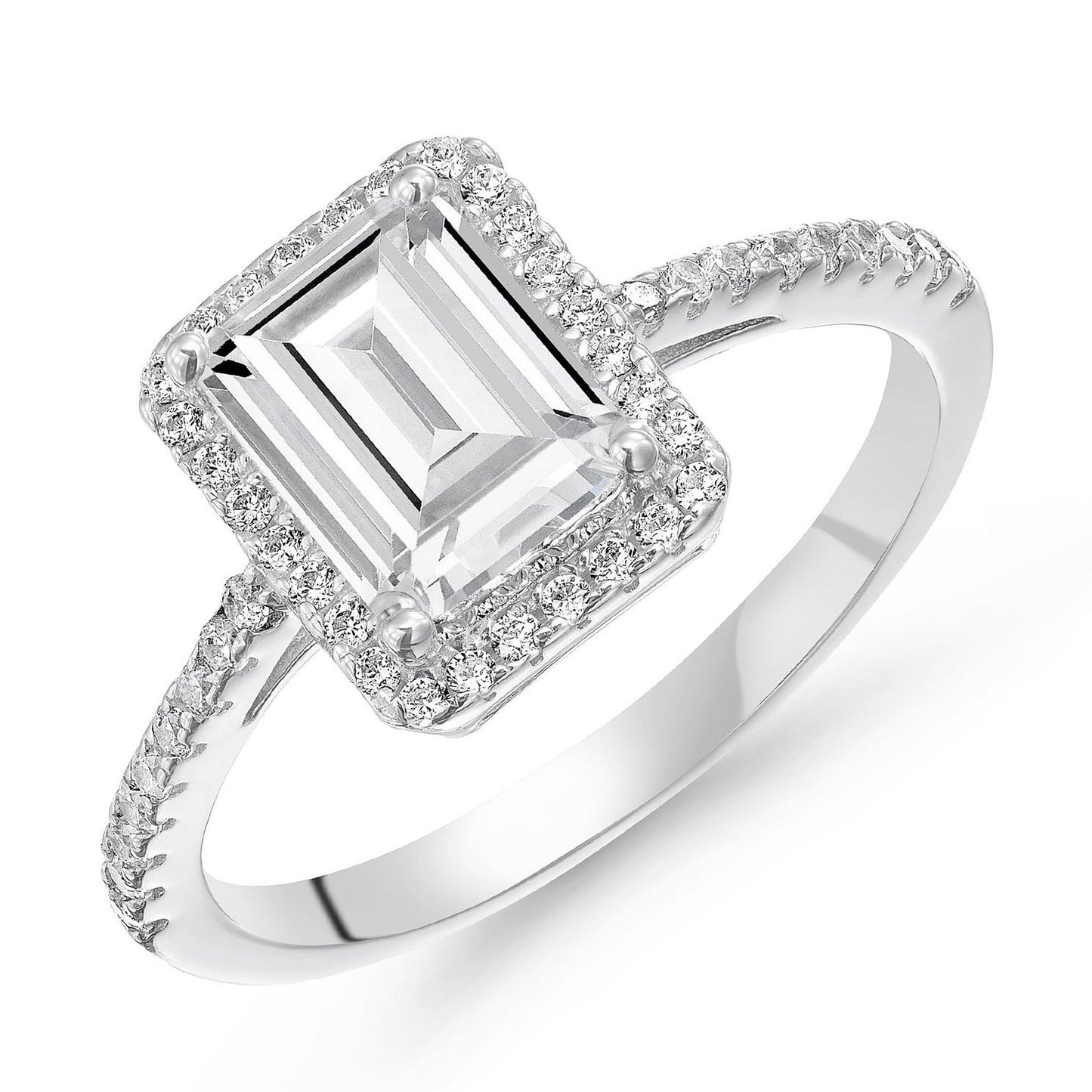 Silver CZ Halo Ring