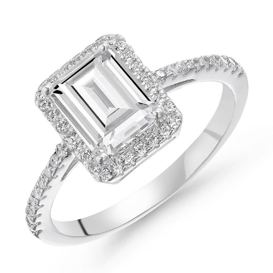 Silver CZ Halo Ring