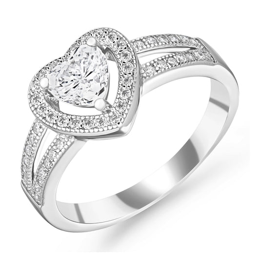 Silver CZ Heart Ring