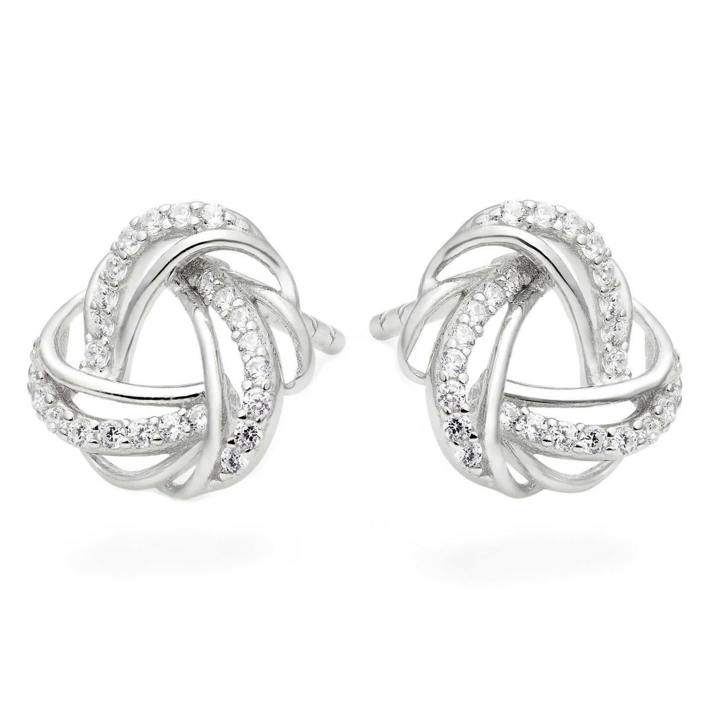 Silver CZ Knot Stud Earrings