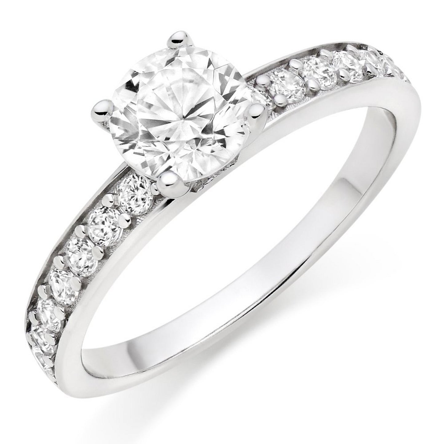 Silver CZ Solitaire Ring