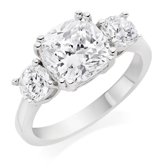 Silver CZ Three Stone Ring