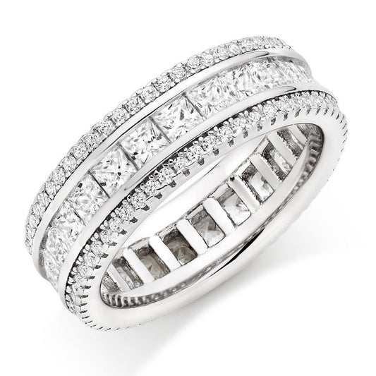Silver CZ Triple Row Ring