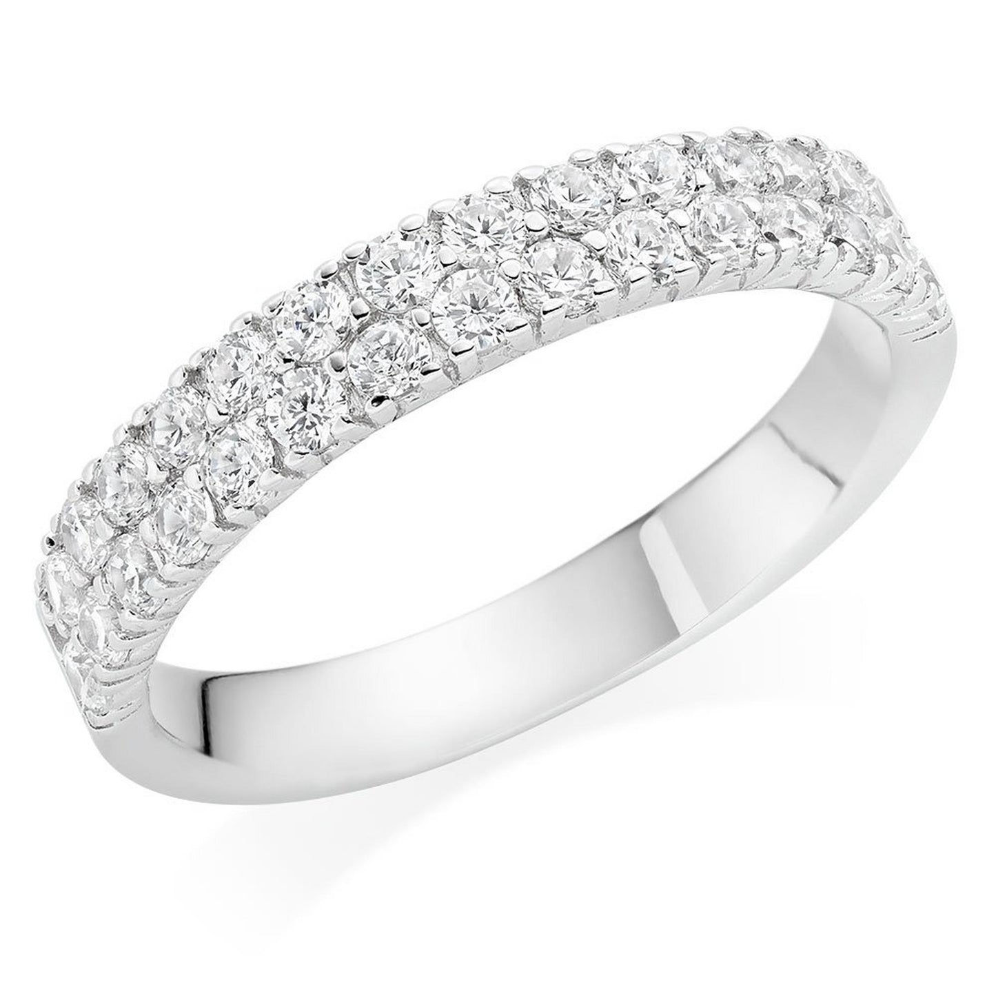 Silver CZ Two Row Ring