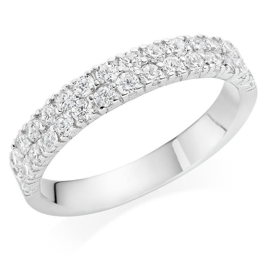 Silver CZ Two Row Ring
