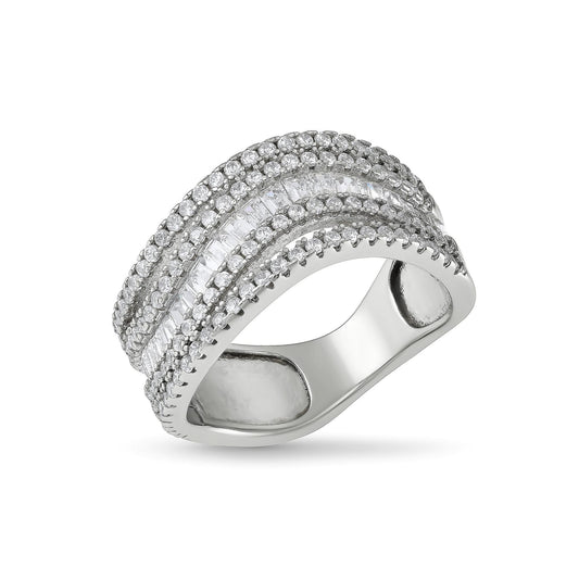 Silver CZ Wave Ring