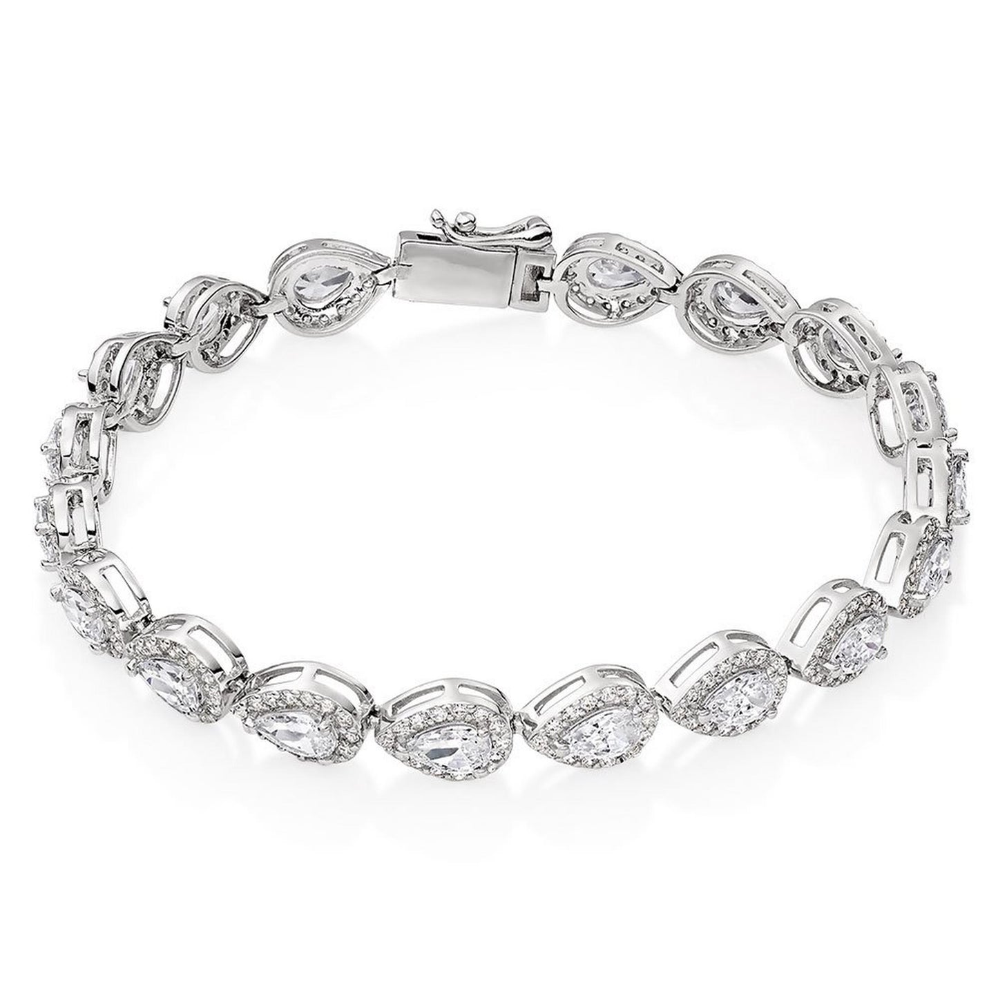 Pear-Shaped CZ Halo Bracelet