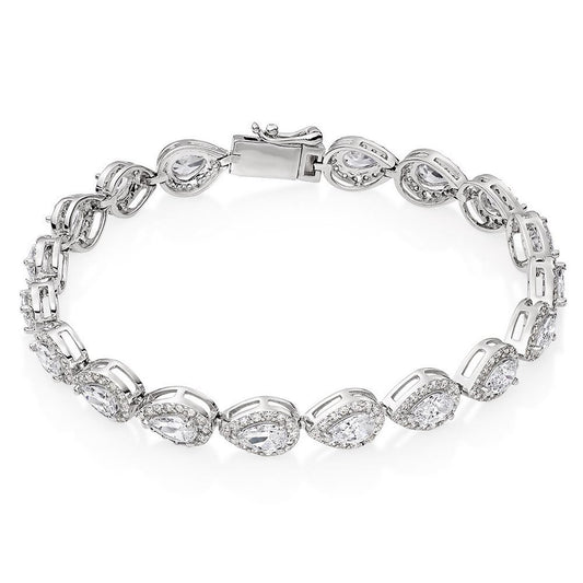 Pear-Shaped CZ Halo Bracelet