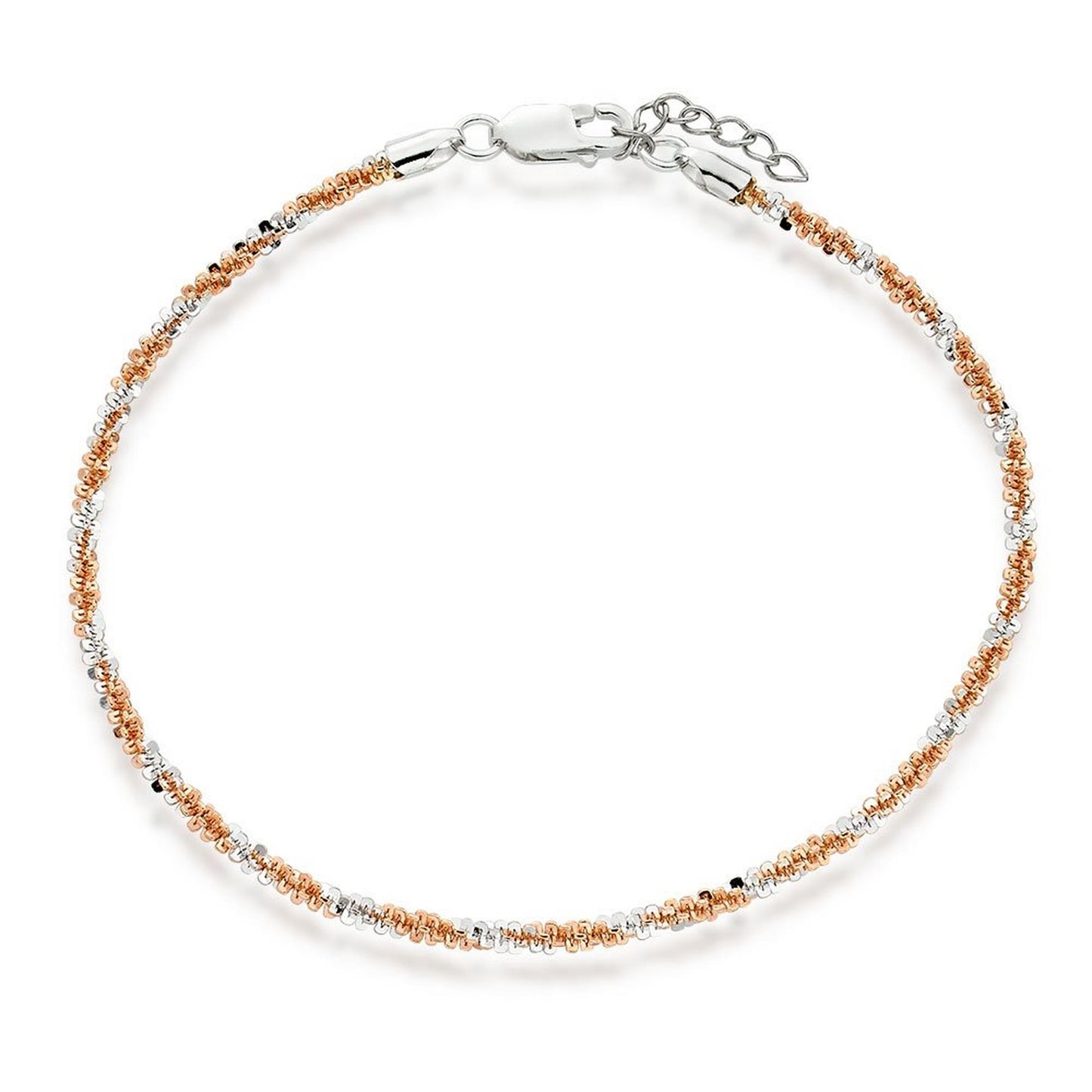 Silver & Rose Gold Plated Twist Anklet