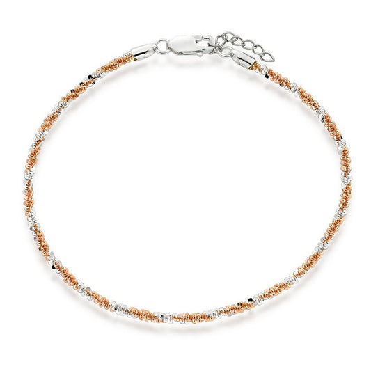 Silver & Rose Gold Plated Twist Anklet