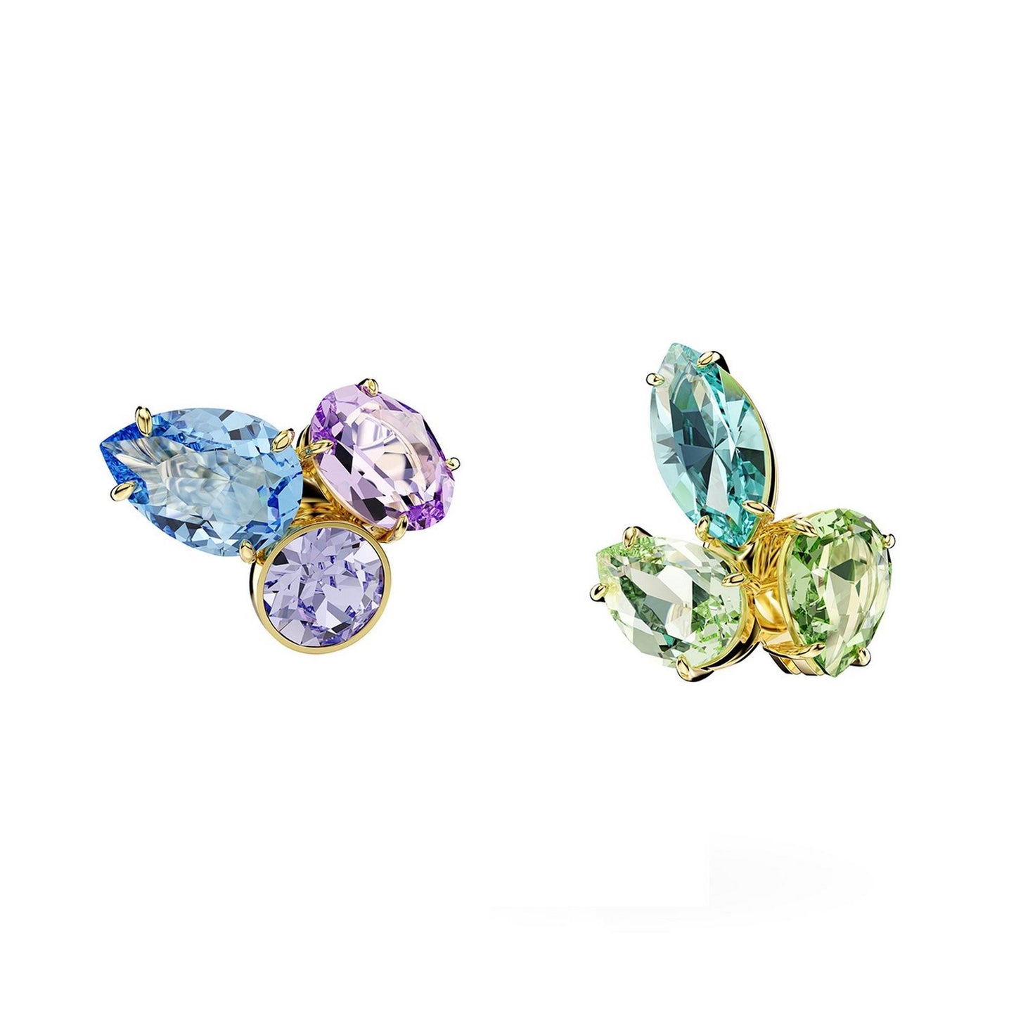 Gema Yellow Gold Tone Crystal Stud Earrings