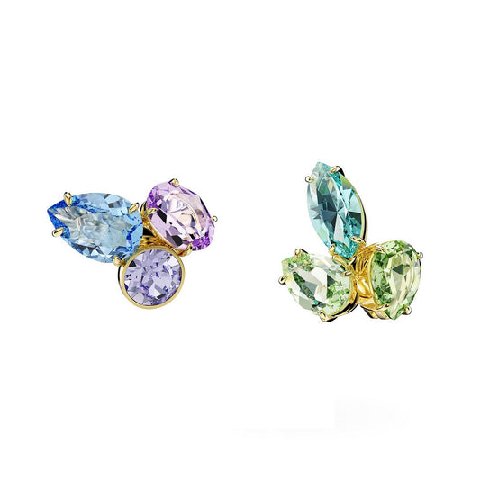 Gema Yellow Gold Tone Crystal Stud Earrings