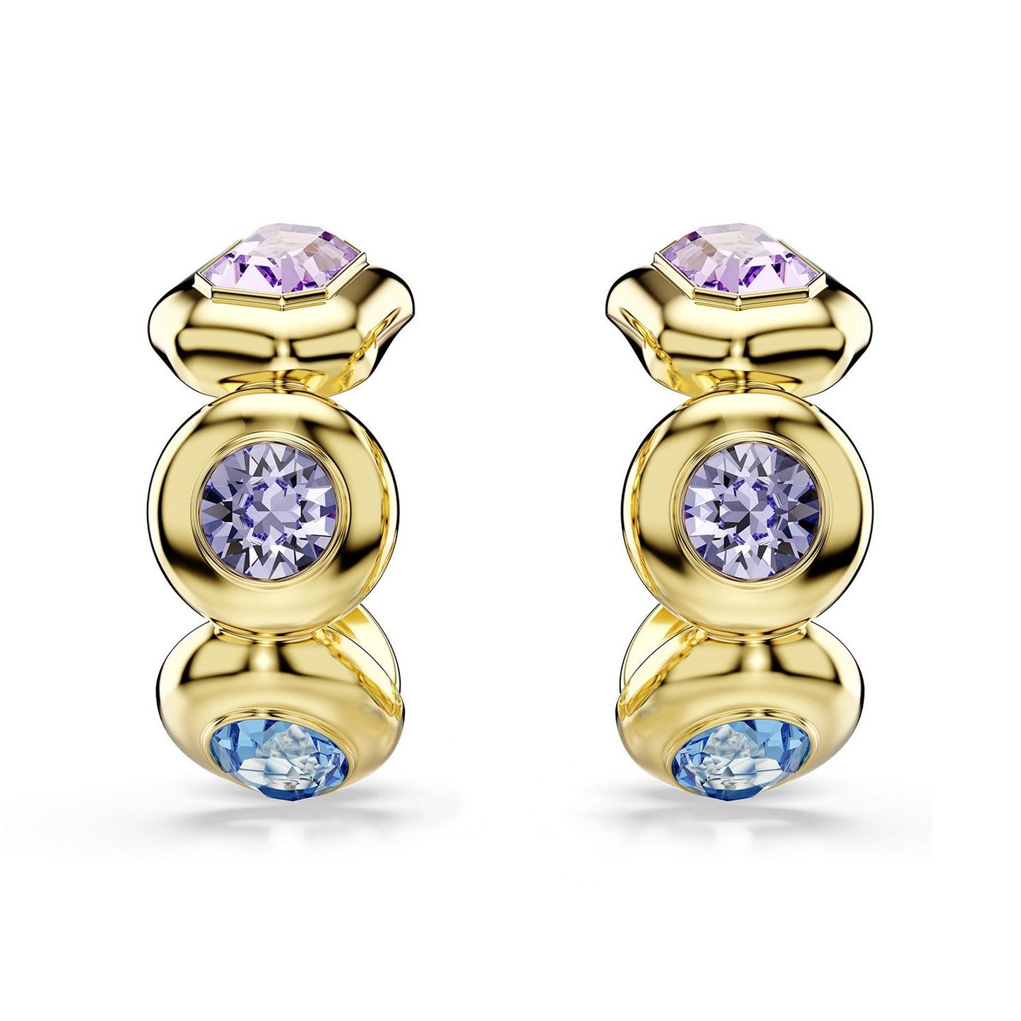 Gema Yellow Gold Tone Cubic Zirconia Hoop Earrings