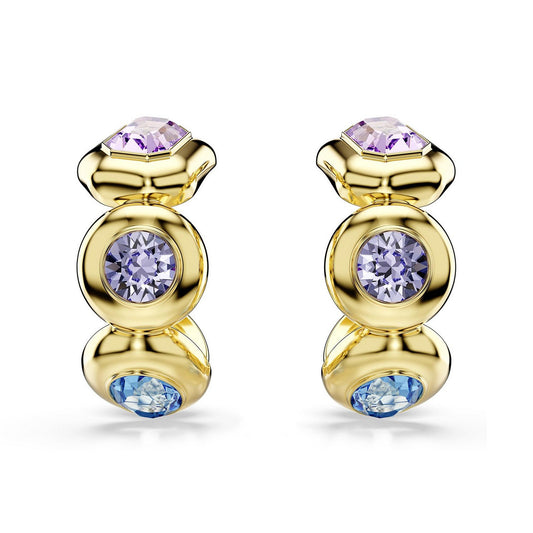 Gema Yellow Gold Tone Cubic Zirconia Hoop Earrings