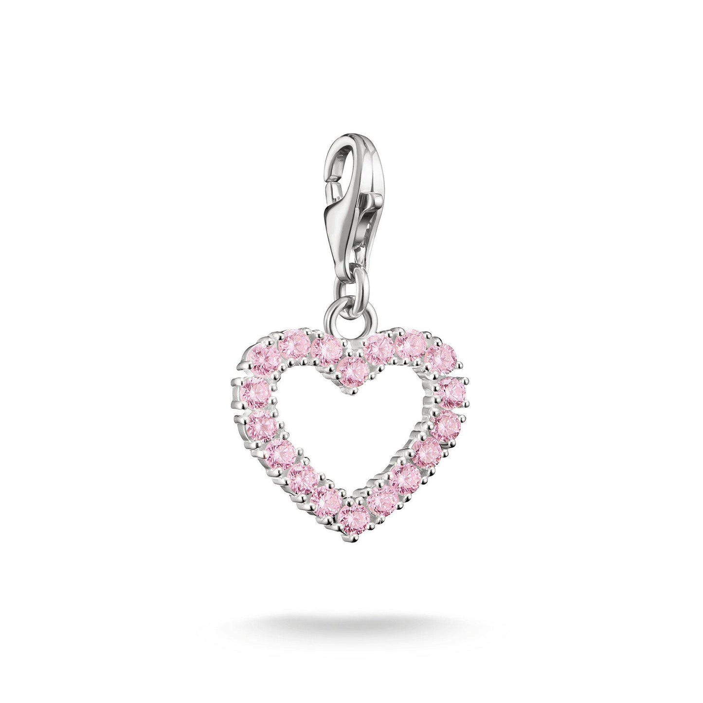 Silver Pink Heart Charm