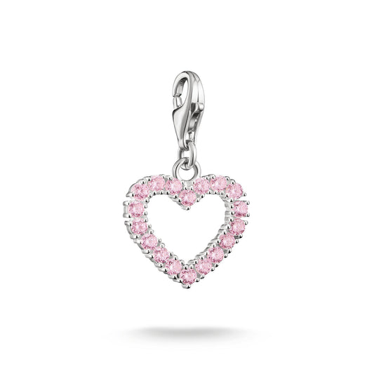 Silver Pink Heart Charm